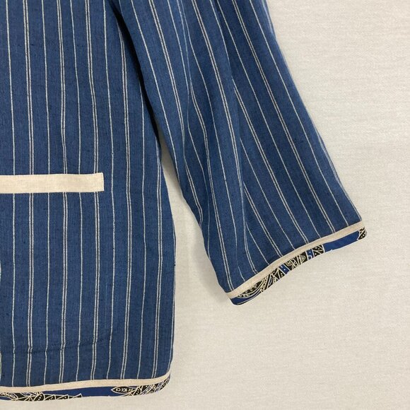 Koos Of Course! Blue Striped Linen Blend Artsy Boho Button Jacket size 2X - Picture 3 of 9